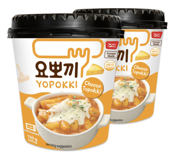 Yopokki Instant Tteokbokki Cup (Cheese, 2 Cups) Korean Street food with cheese flavored sauce Topokki Rice Cake - Quick & Easy to Prepare Visit the Yopokki Store